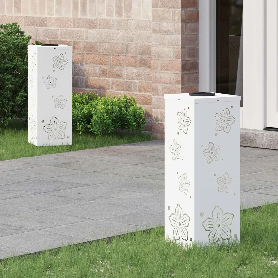 Lumière de chemin LED solaire 2 pcs Blanc chaud 18 x 18 x 50 cm