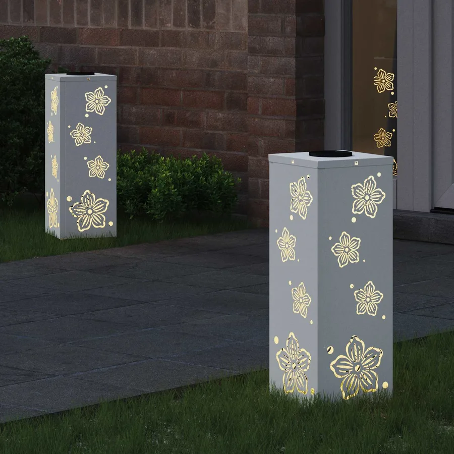 Lumière de chemin LED solaire 2 pcs Blanc chaud 18 x 18 x 50 cm - 3