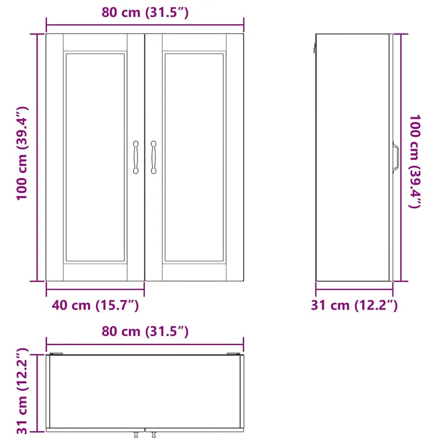 Meuble mural PORTO Blanc brillant 80 x 31 x 100 cm - 13