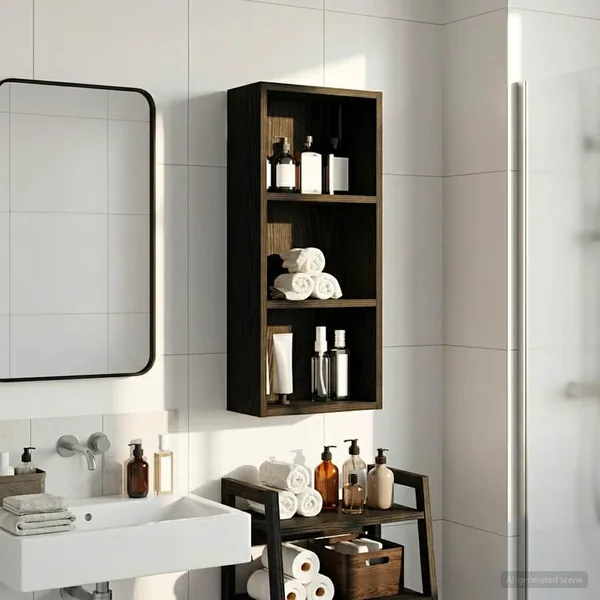 Armoire murale de salle de bain Chêne Noir 30 x 14 x 70 cm