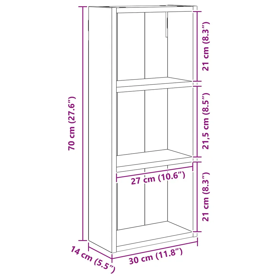 Armoire murale de salle de bain Chêne Noir 30 x 14 x 70 cm - 10