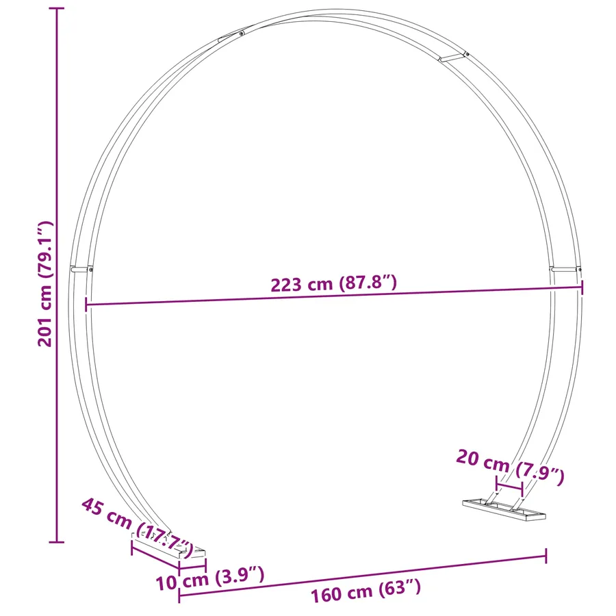 Arche de mariage Blanc 223 x 45 x 201 cm Acier - 9