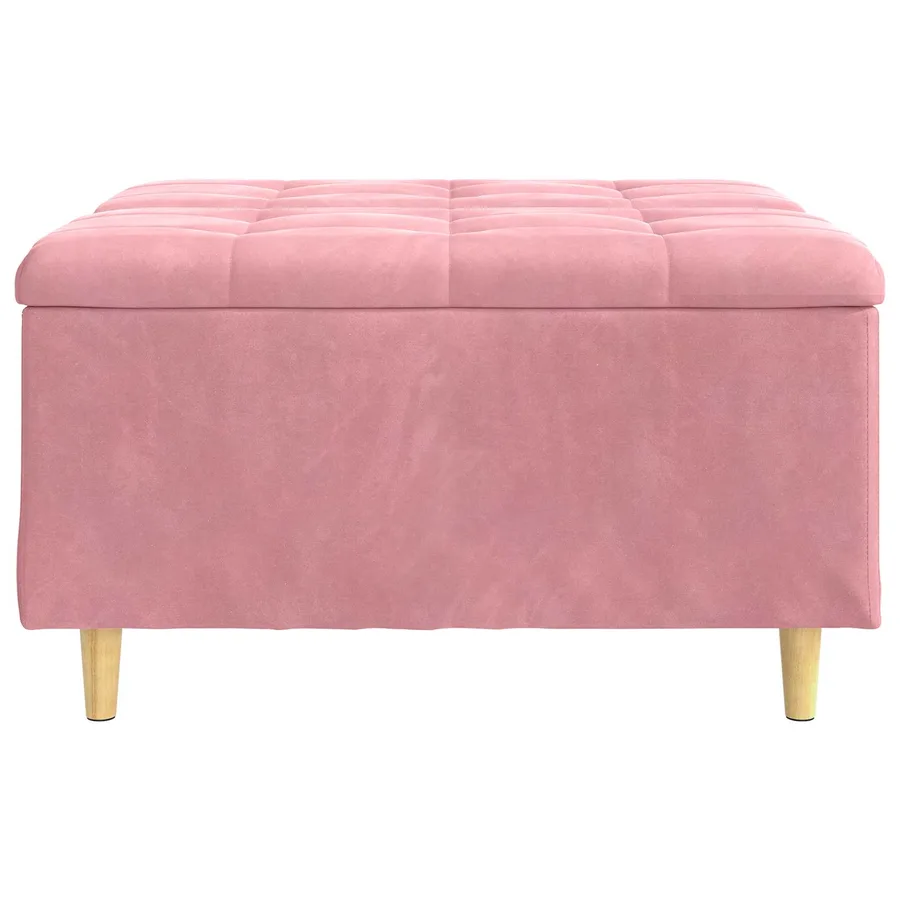 Pouf de rangement avec coussin Rose 80 x 80 x 45 cm Velours - 6