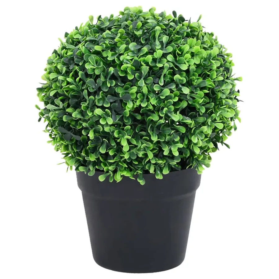 Plantes de buis artificiel 2 pcs avec pots Boule Vert 27 cm - 2