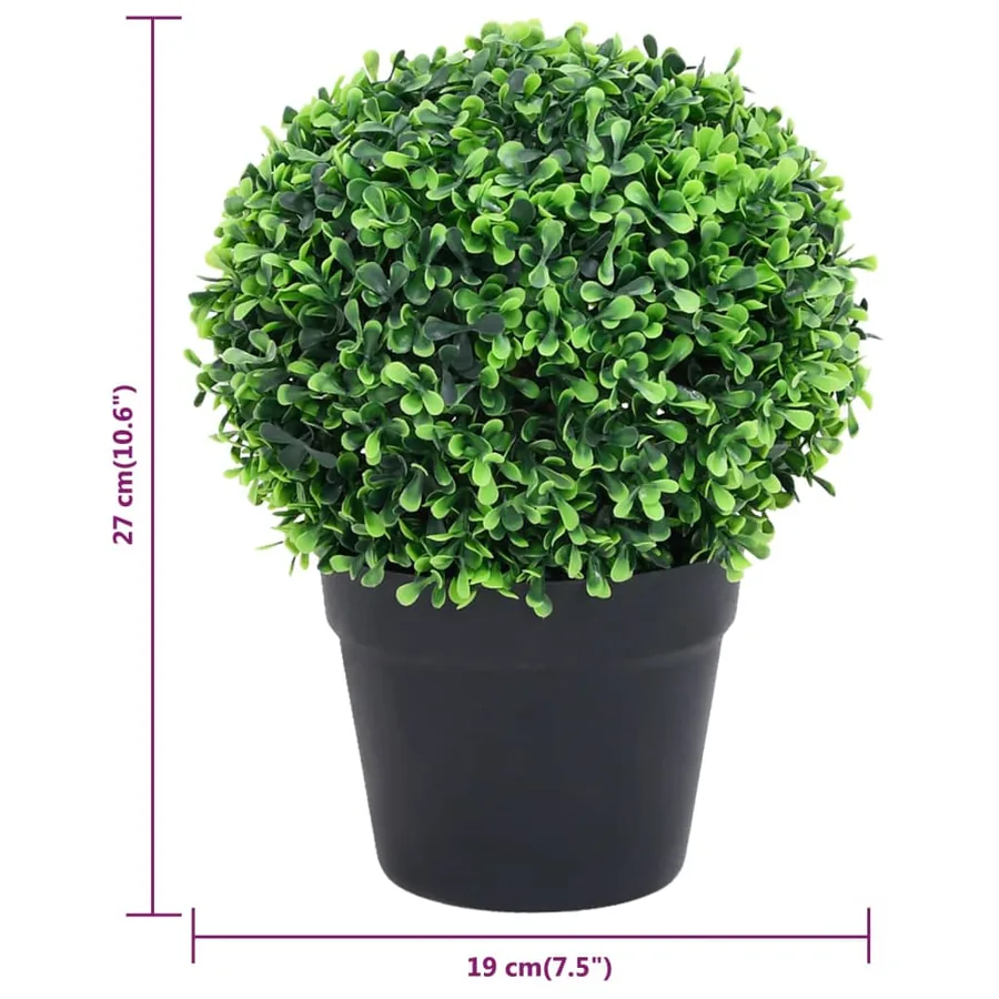 Plantes de buis artificiel 2 pcs avec pots Boule Vert 27 cm - 6