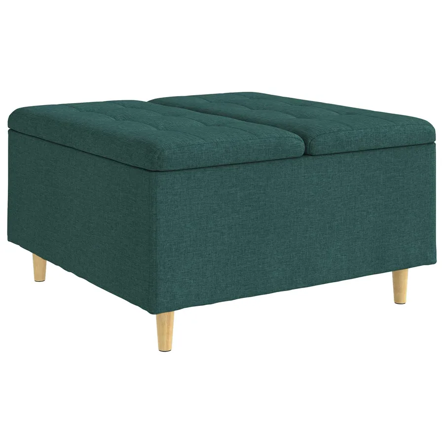 Pouf de rangement avec coussin Vert foncé 80 x 80 x 45 cm tissu - 2