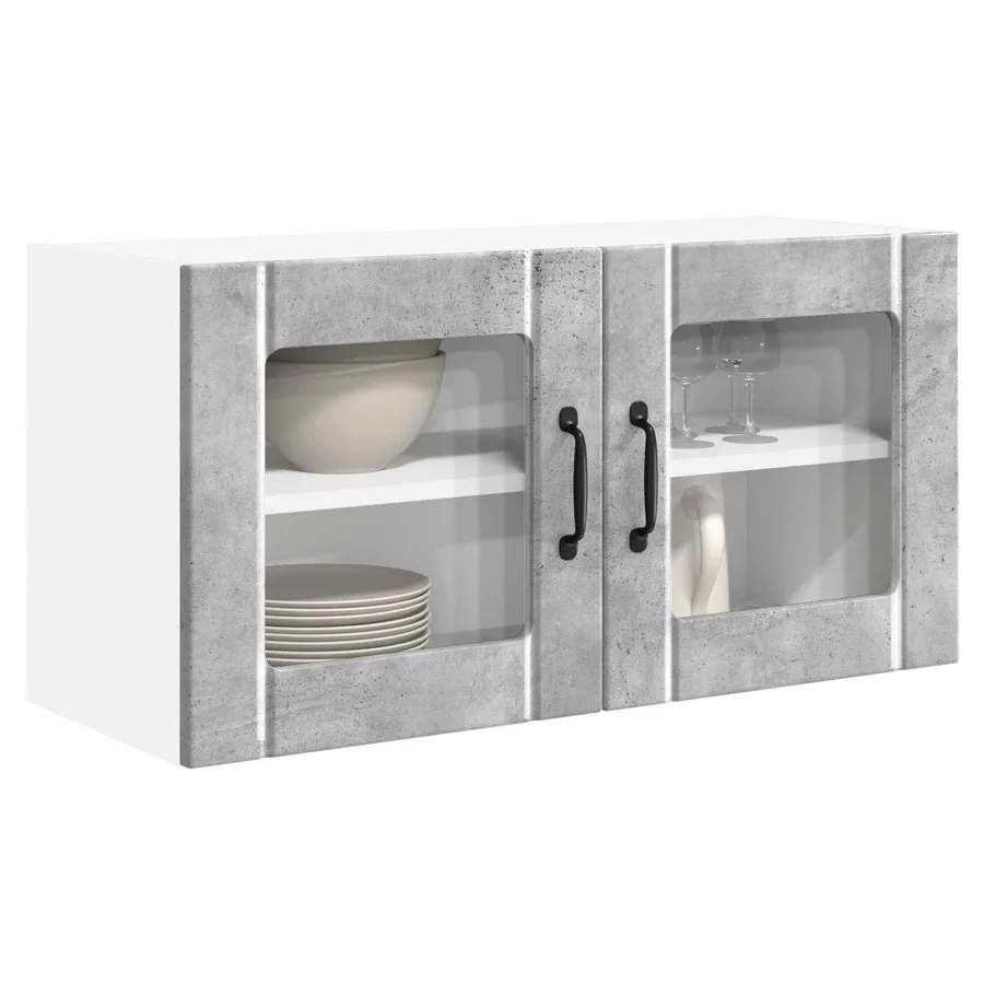 Cabinet en verre mural PORTO Gris béton 80 x 31 x 40 cm - 3