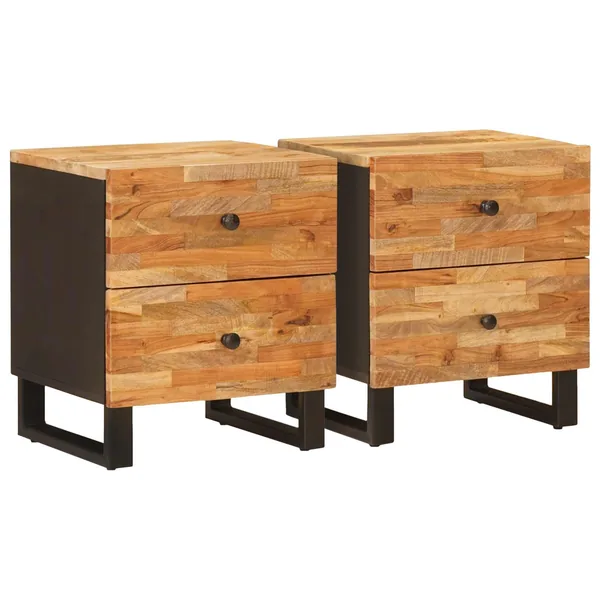 Cabinet de chevet avec tiroir 2 pcs Marron 40 x 33 x 46 cm