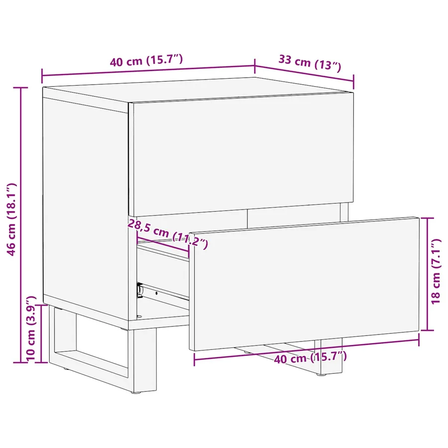 Cabinet de chevet avec tiroir 2 pcs Marron 40 x 33 x 46 cm - 12