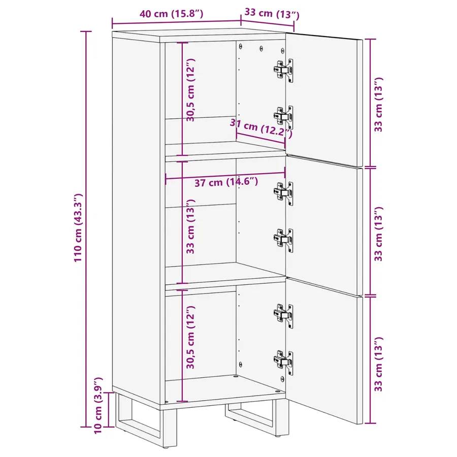 Buffet de Rangement avec étagère Marron 40 x 33 x 110 cm - 12