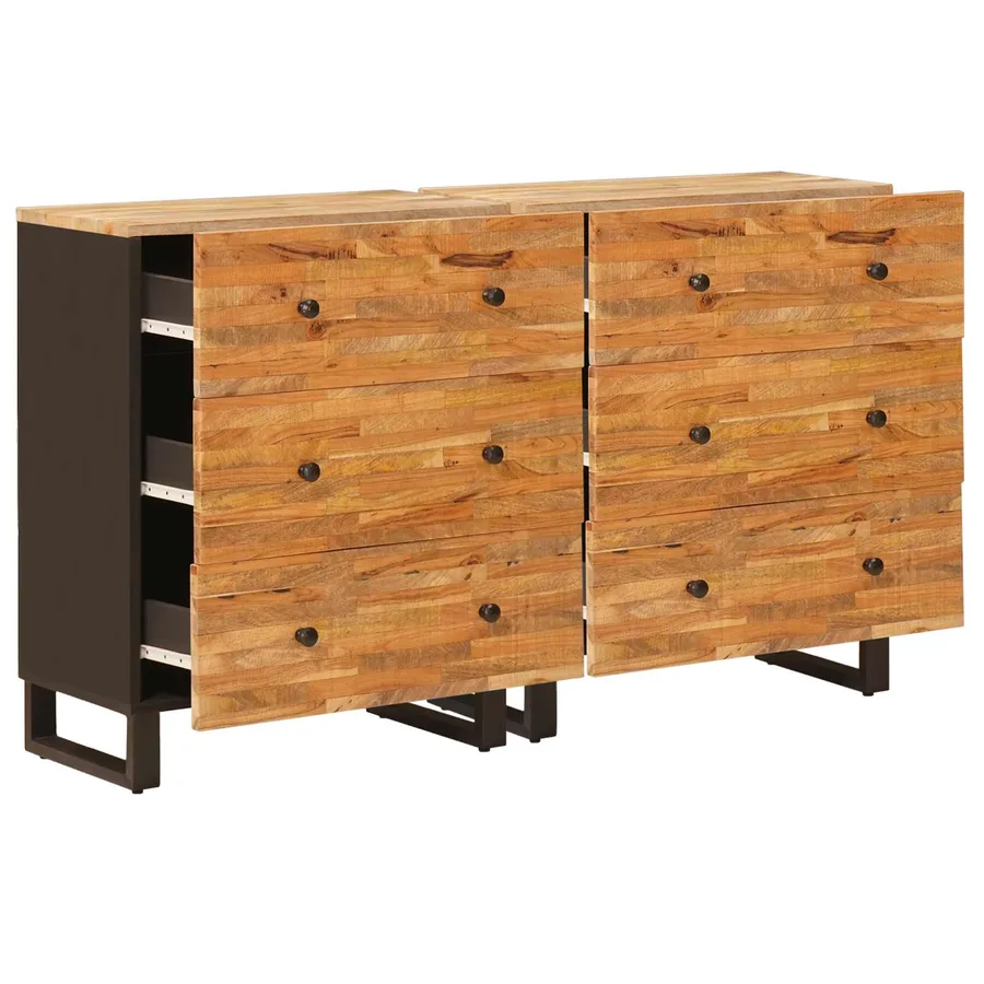Buffet 2 pcs Marron 60 x 33 x 75 cm Bois de mangue massif - 2