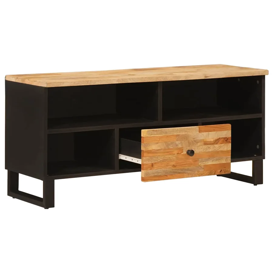 Meuble TV Marron 100 x 33 x 46 cm Bois de mangue massif - 2