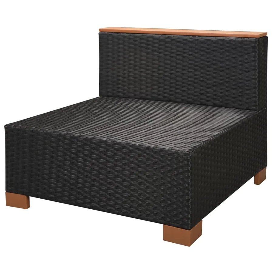 Salon de jardin 6 pcs avec coussins résine tressée noir - 11