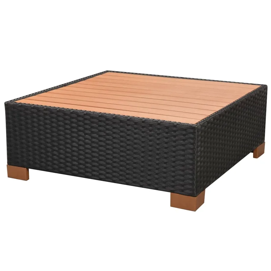 Salon de jardin 6 pcs avec coussins résine tressée noir - 13