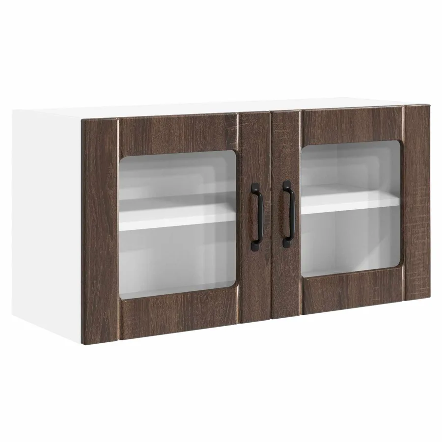 Cabinet en verre mural PORTO Chêne brun 80 x 31 x 40 cm - 2