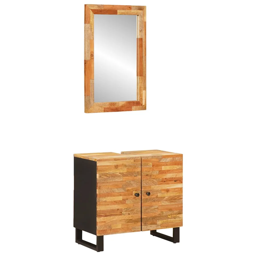 Ensembles de salle de bain 2 pcs Naturel Bois de mangue massif
