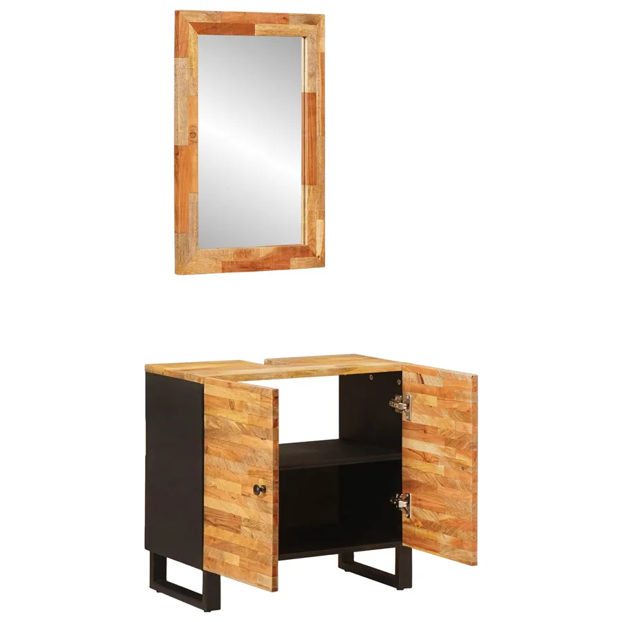 Ensembles de salle de bain 2 pcs Naturel Bois de mangue massif - 2