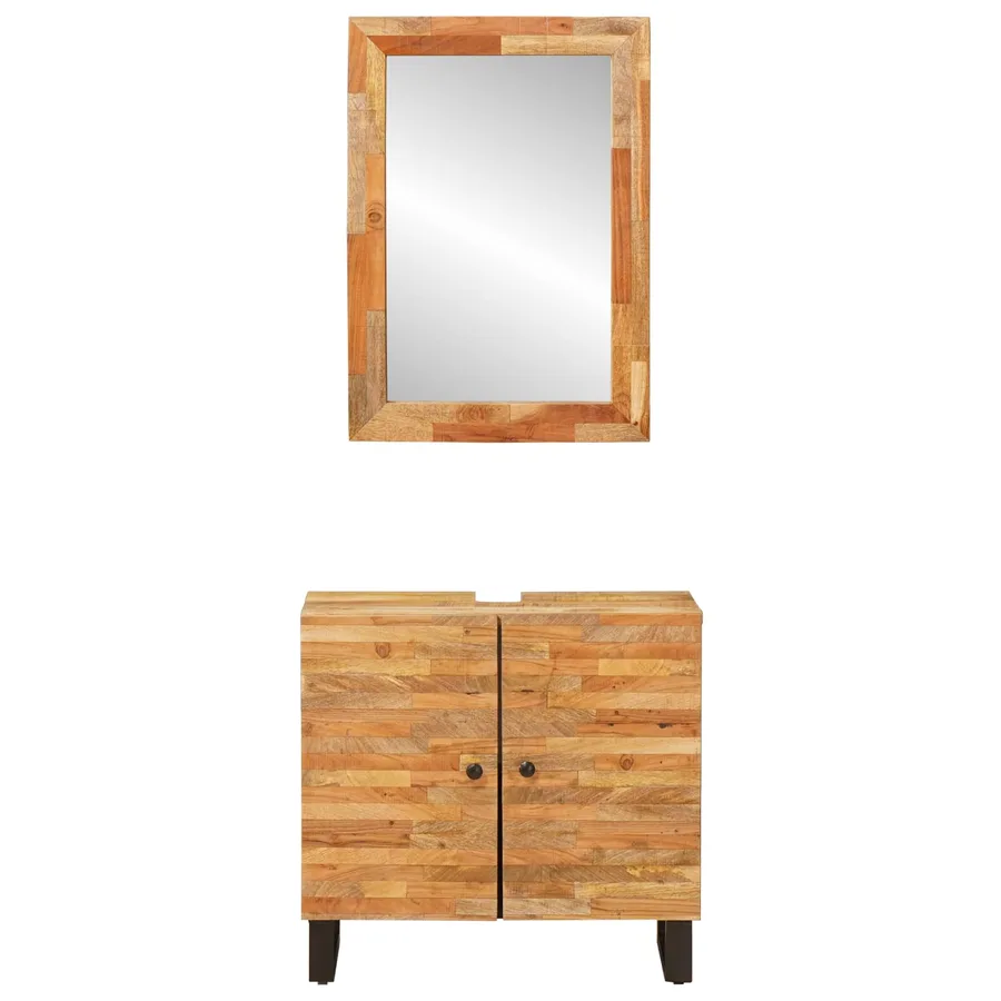 Ensembles de salle de bain 2 pcs Naturel Bois de mangue massif - 5