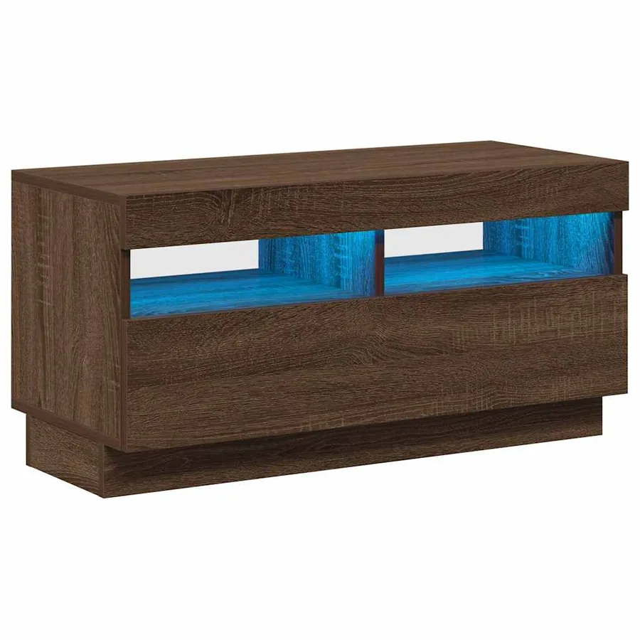 Meuble TV avec lumières LED chêne marron 80x35x40 cm - 2