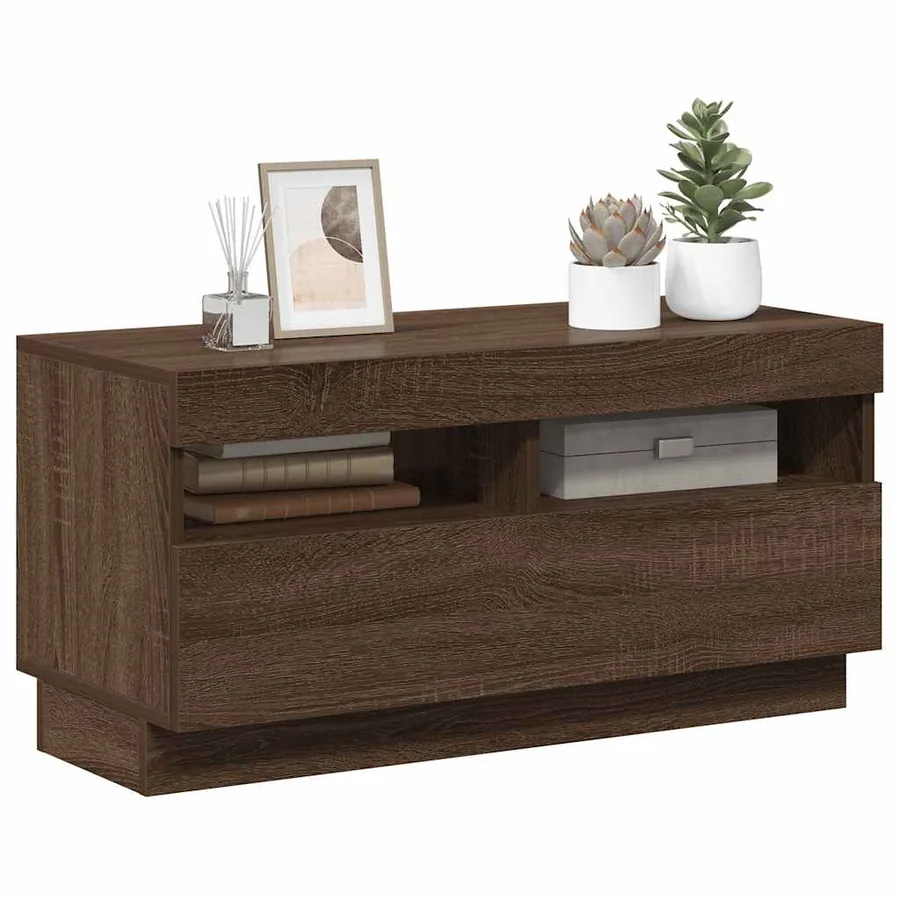 Meuble TV avec lumières LED chêne marron 80x35x40 cm - 4