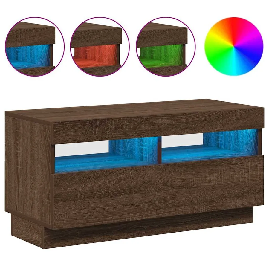 Meuble TV avec lumières LED chêne marron 80x35x40 cm - 5