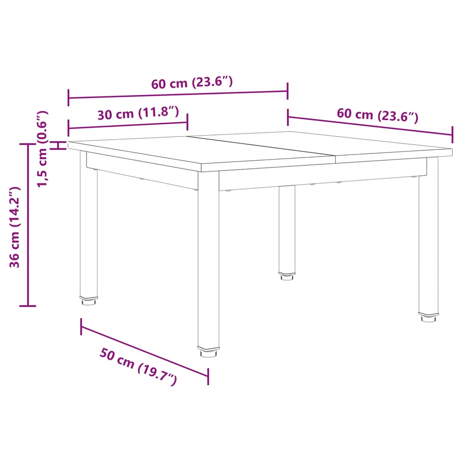 Table basse Bois ancien 60 x 60 x 36 cm Bois d'ingénierie - 11