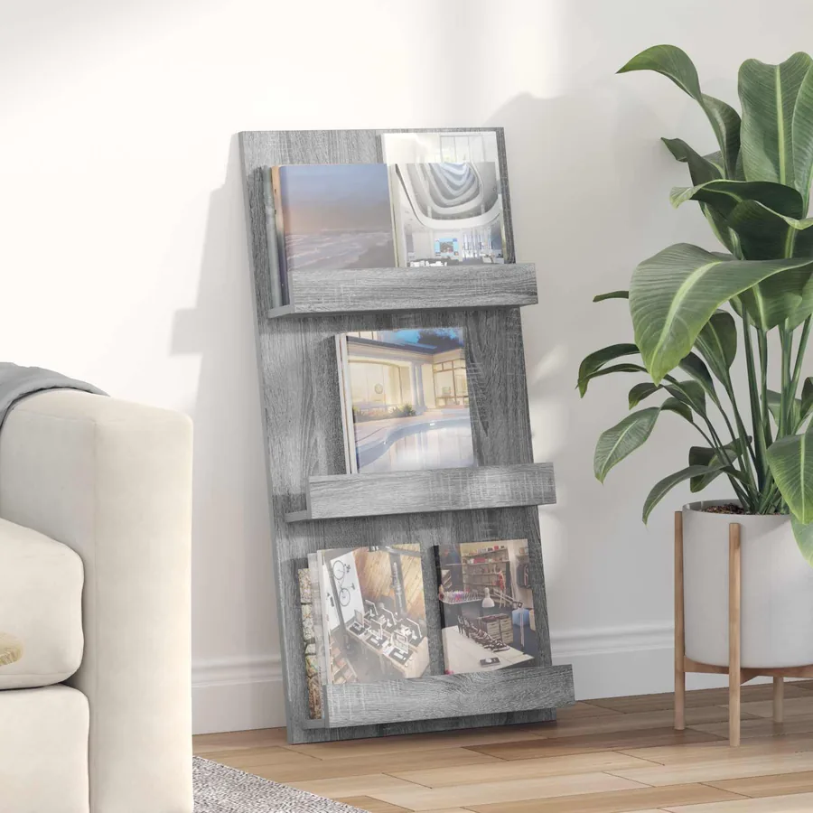 Étagère à magazines avec étagère Gris Sonoma 51 x 11 x 102 cm