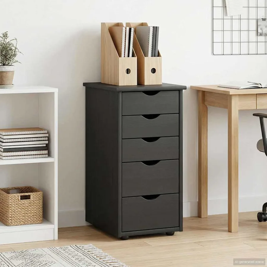 Armoire Noir 34 x 39 x 61,5 cm Bois de Pin Massif