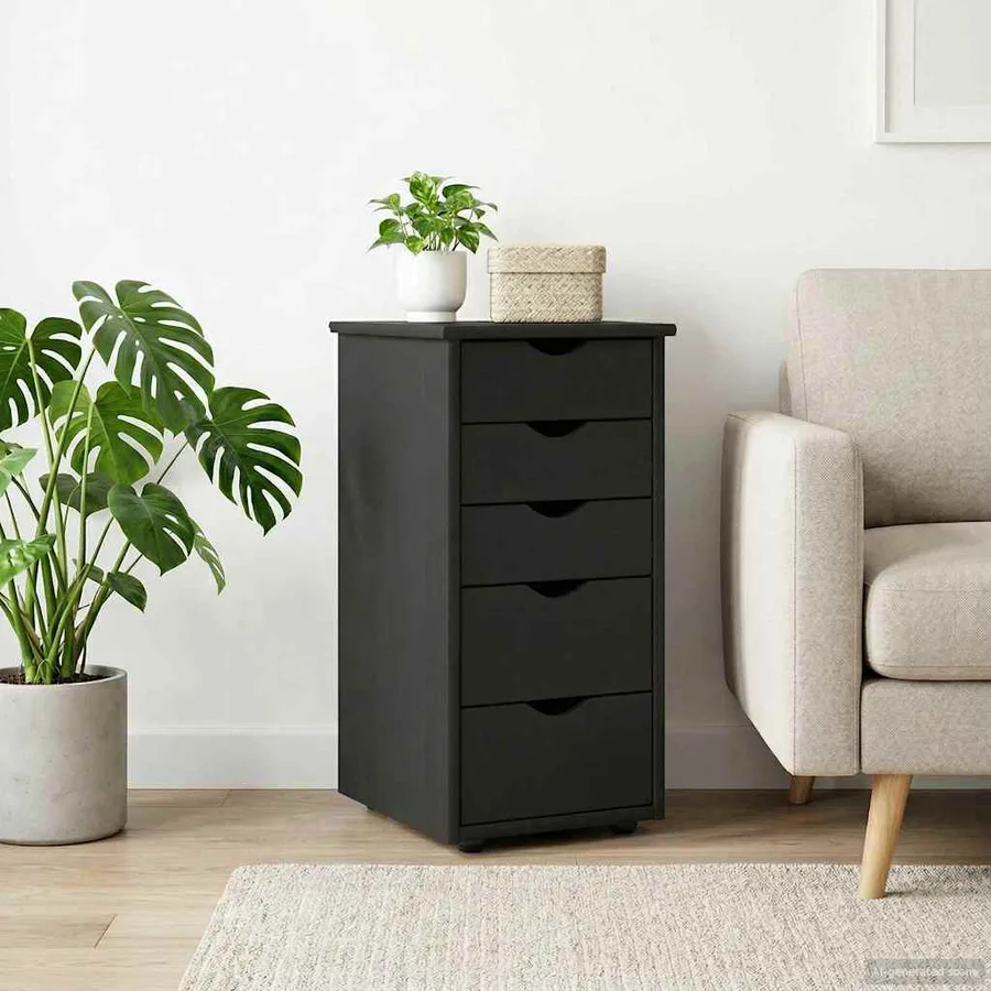 Armoire Noir 34 x 39 x 61,5 cm Bois de Pin Massif - 3