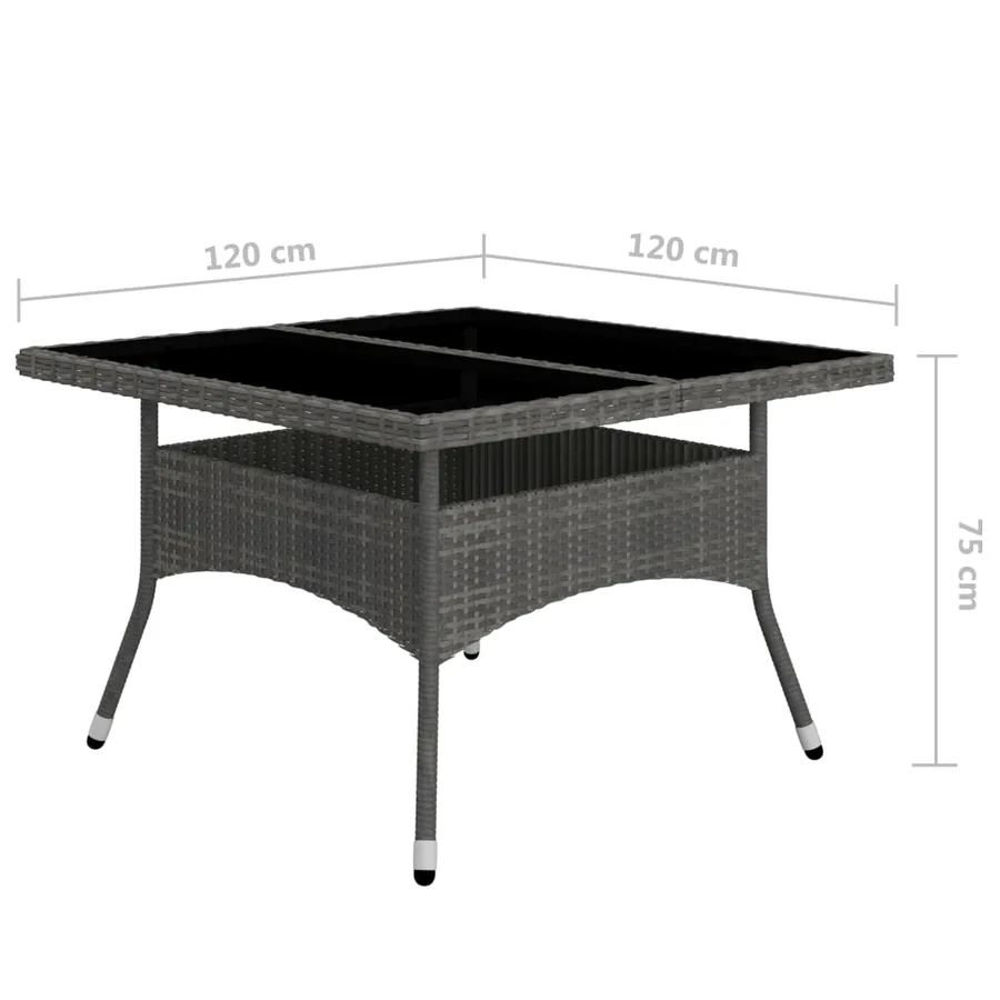 Ensemble à manger de jardin 9 pcs Résine tressée et verre Gris - 11