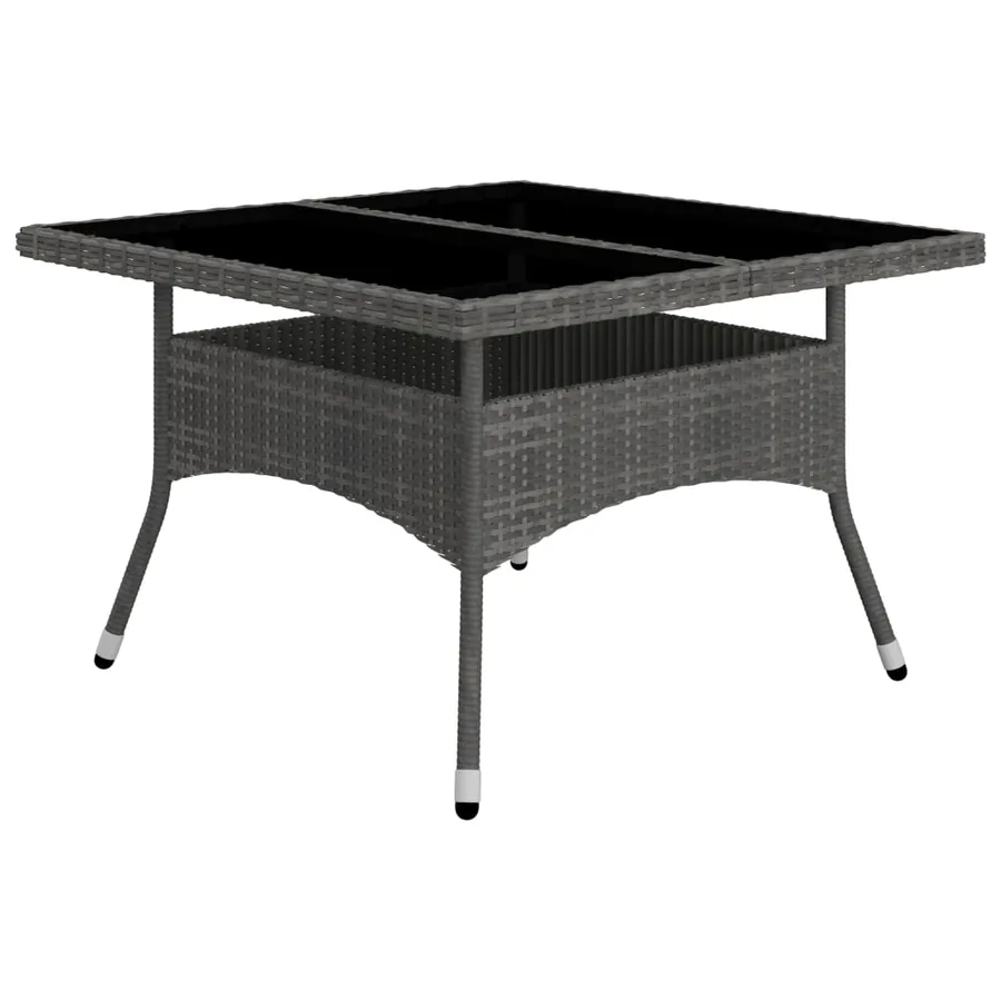 Ensemble à manger de jardin 9 pcs Résine tressée et verre Gris - 3