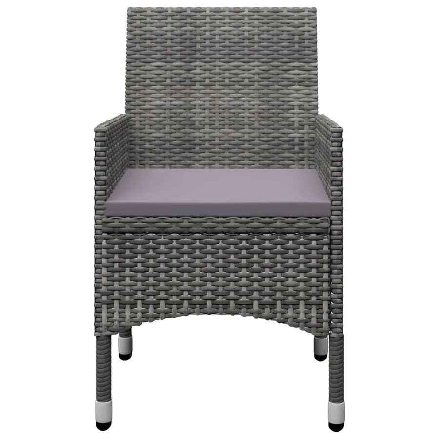 Ensemble à manger de jardin 9 pcs Résine tressée et verre Gris - 8