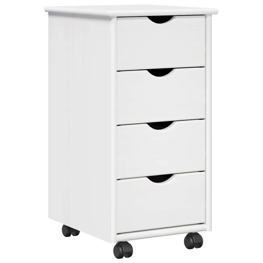 Cabinet roulant Blanc 34 x 39 x 65,5 cm Bois de Pin Massif - 2