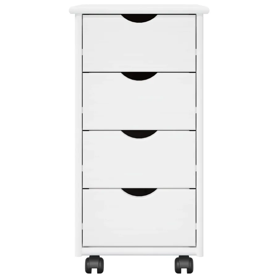 Cabinet roulant Blanc 34 x 39 x 65,5 cm Bois de Pin Massif - 5