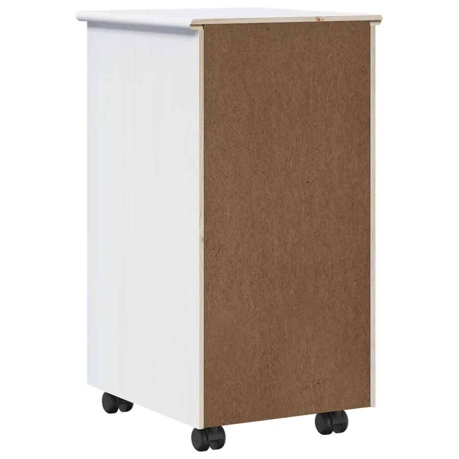 Cabinet roulant Blanc 34 x 39 x 65,5 cm Bois de Pin Massif - 7