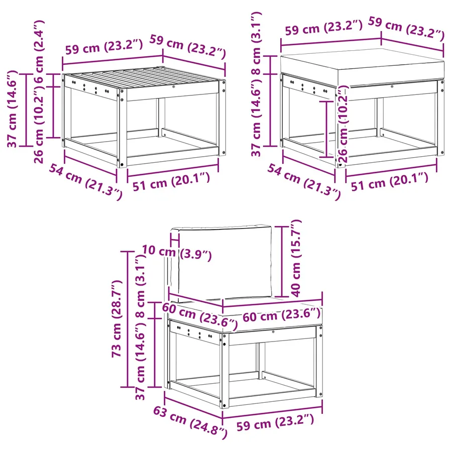 Ensemble de canapés d'extérieur 6 pcs Naturel et Beige - 10