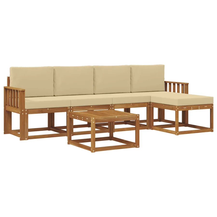 Ensemble de canapés d'extérieur 6 pcs Naturel et Beige - 2