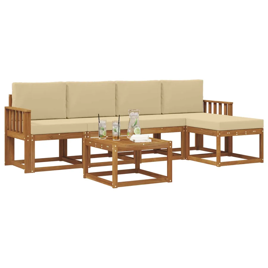 Ensemble de canapés d'extérieur 6 pcs Naturel et Beige - 3