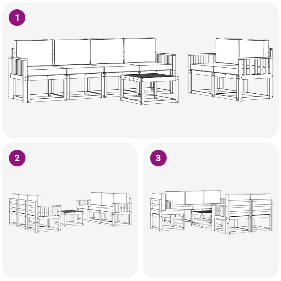 Ensemble de canapés d'extérieur 7 pcs Gris Naturel et Clair - 7