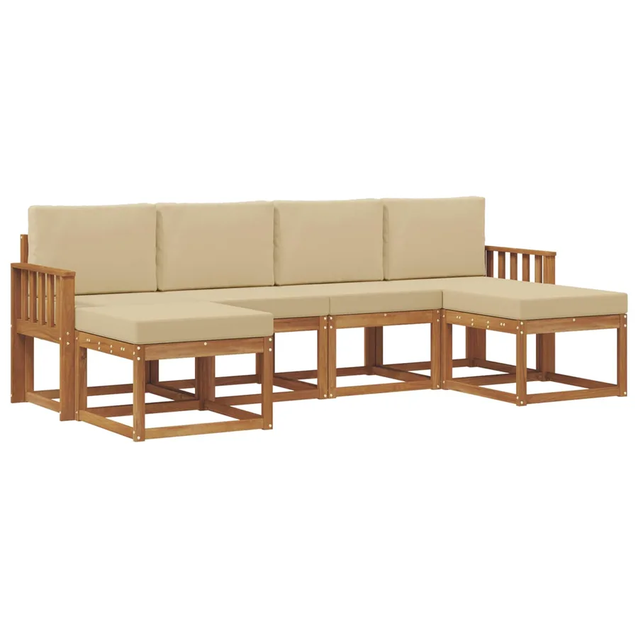 Ensemble de canapés d'extérieur 6 pcs Naturel et Beige - 2