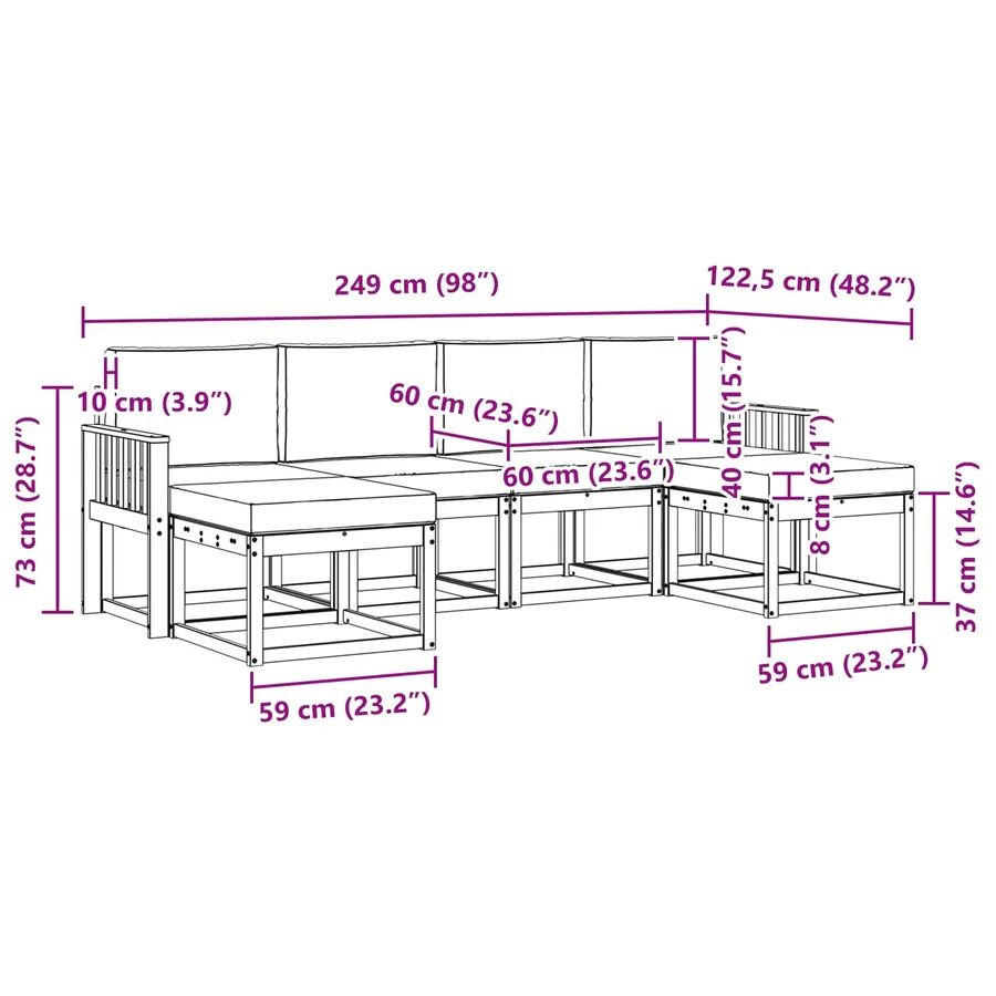 Ensemble de canapés d'extérieur 6 pcs Gris Naturel et Clair - 8