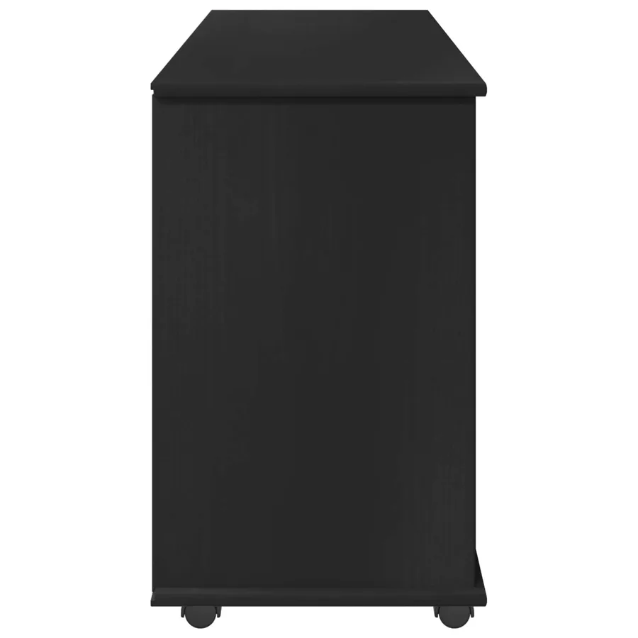 Cabinet roulant Noir 100 x 39 x 65,5 cm Bois de Pin Massif - 6