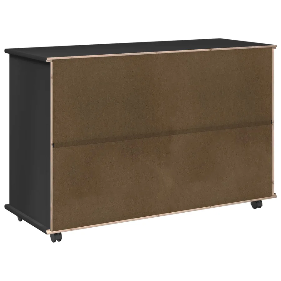 Cabinet roulant Noir 100 x 39 x 65,5 cm Bois de Pin Massif - 7