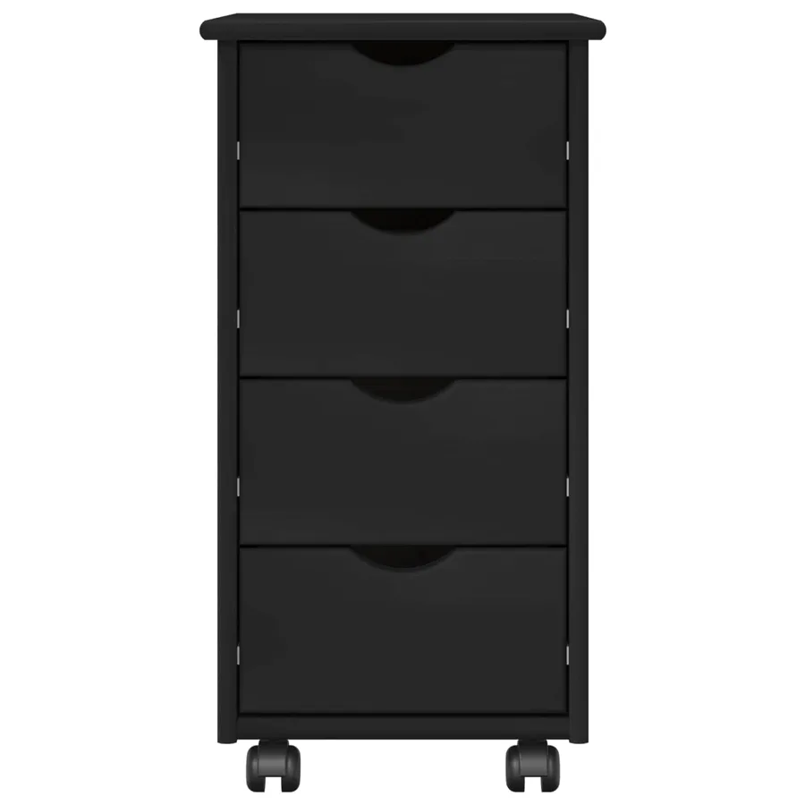 Cabinet roulant Noir 34 x 39 x 65,5 cm Bois de Pin Massif - 5
