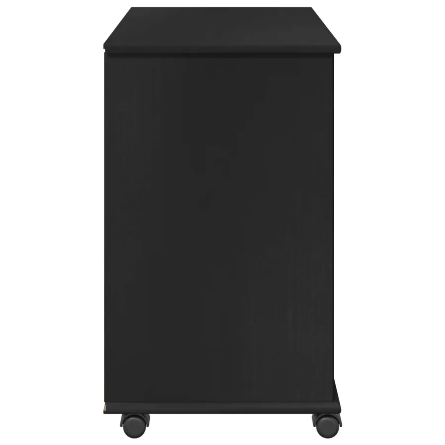 Cabinet roulant Noir 63,5 x 39 x 65,5 cm Bois de Pin Massif - 6