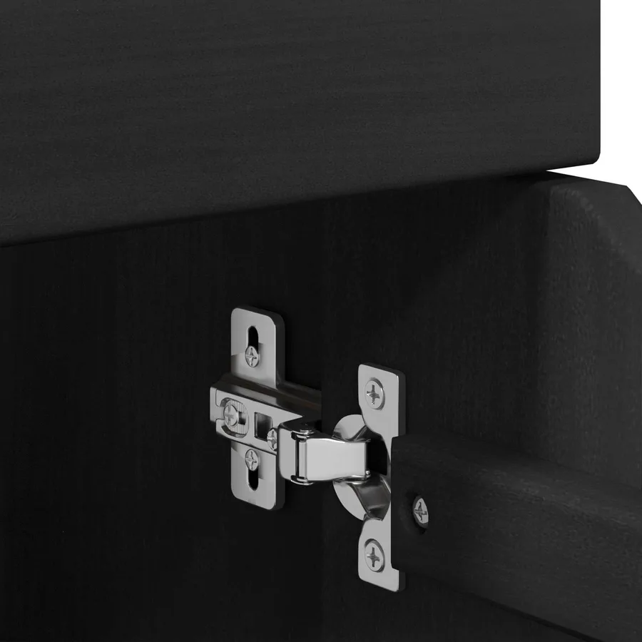 Cabinet roulant Noir 63,5 x 39 x 65,5 cm Bois de Pin Massif - 9