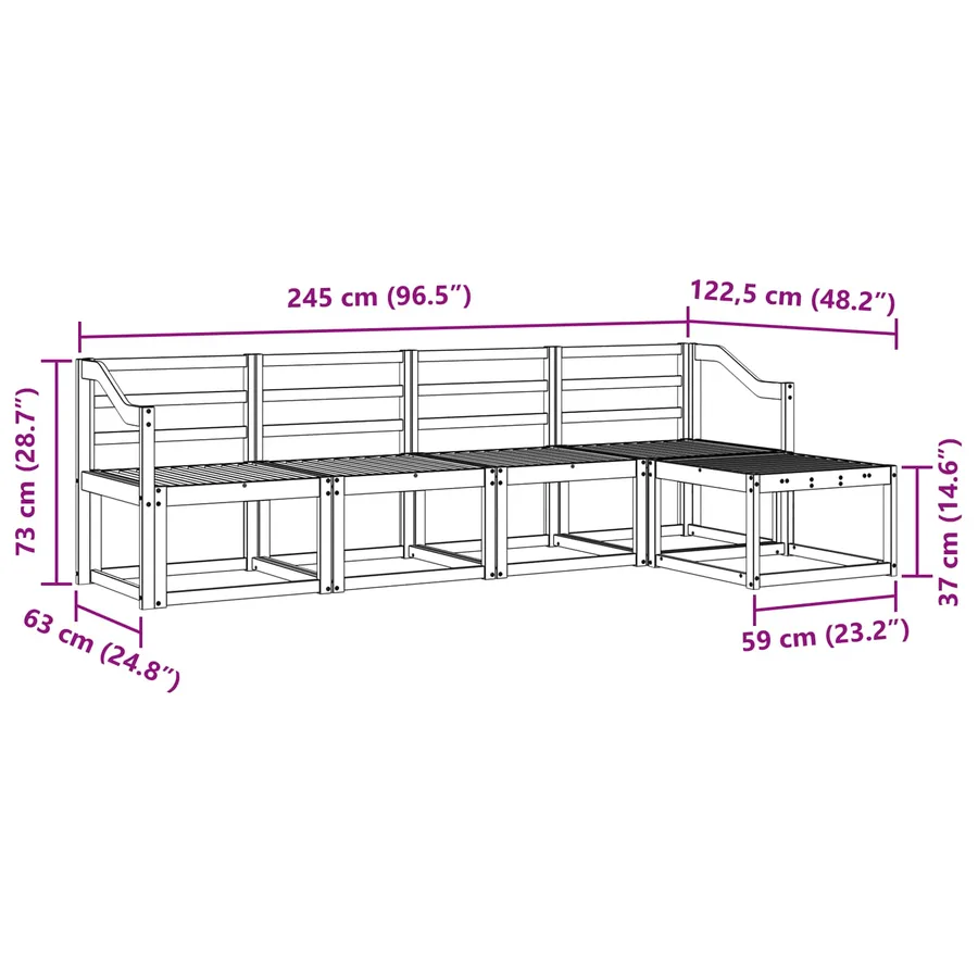 Ensemble de canapés d'extérieur 5 pcs Naturel - 8