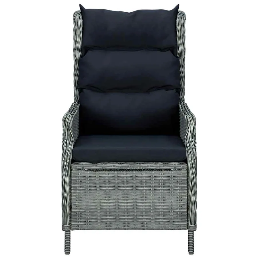 Chaise inclinable de jardin coussins Résine tressée Gris clair - 2