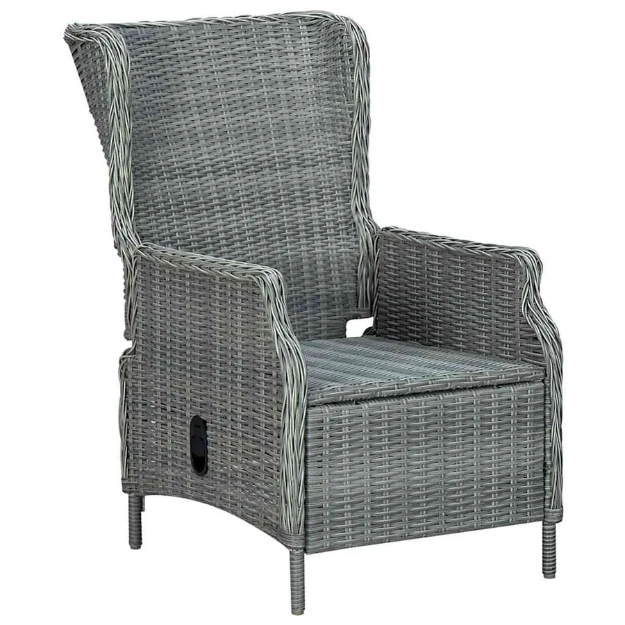Chaise inclinable de jardin coussins Résine tressée Gris clair - 3