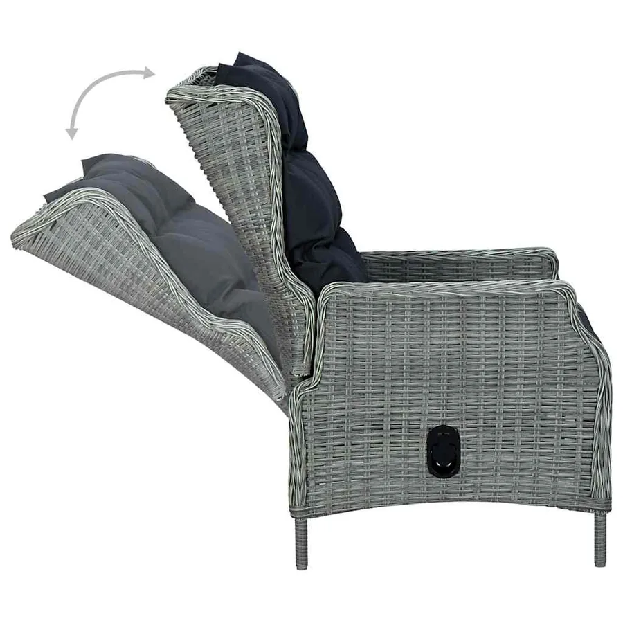 Chaise inclinable de jardin coussins Résine tressée Gris clair - 4